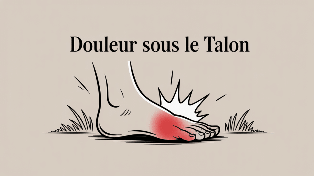 Pied avec douleur sous le talon marquée en rouge