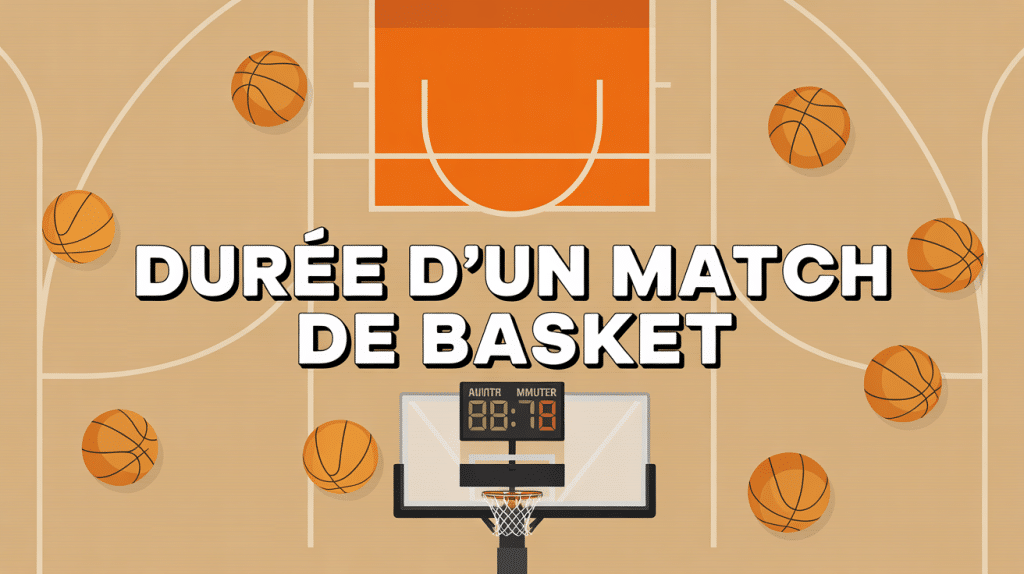 Terrain basket vue dessus avec chronomètre et ballons
