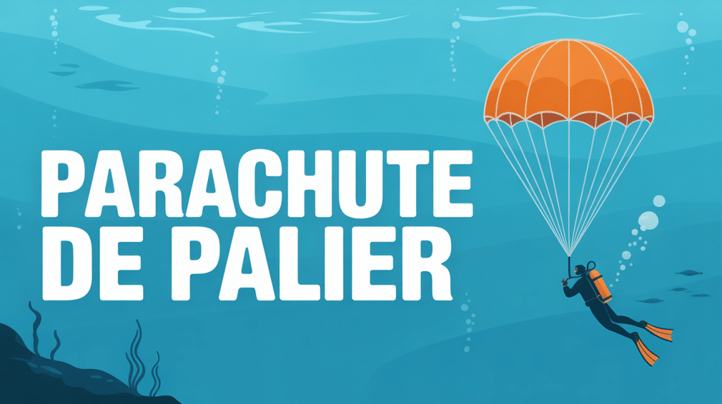 plongeur déployant parachute palier orange remontant surface