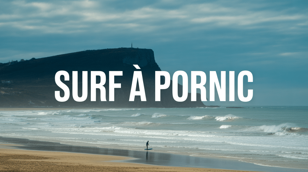 Plage atlantique avec surfeur silhouette surf pornic