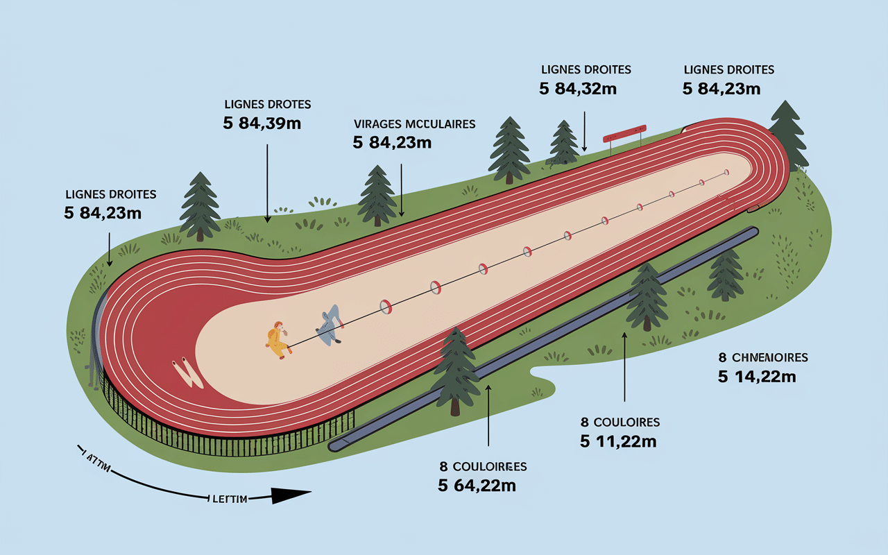 Diagramme technique piste athlétisme mesures