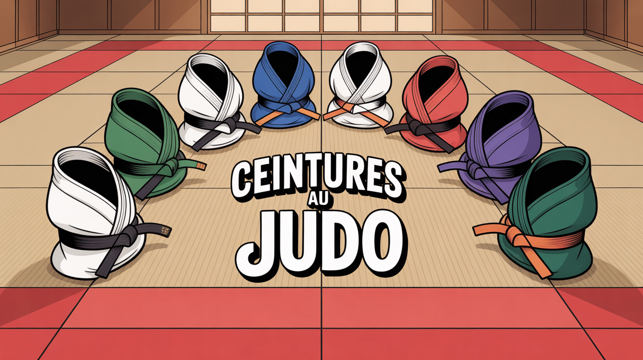 Illustration ceintures judo sur tatami