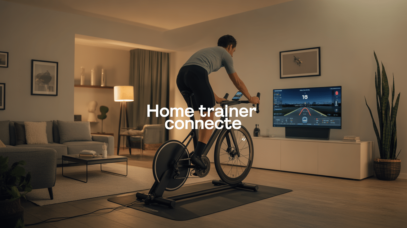 Cycliste sur home trainer connecté