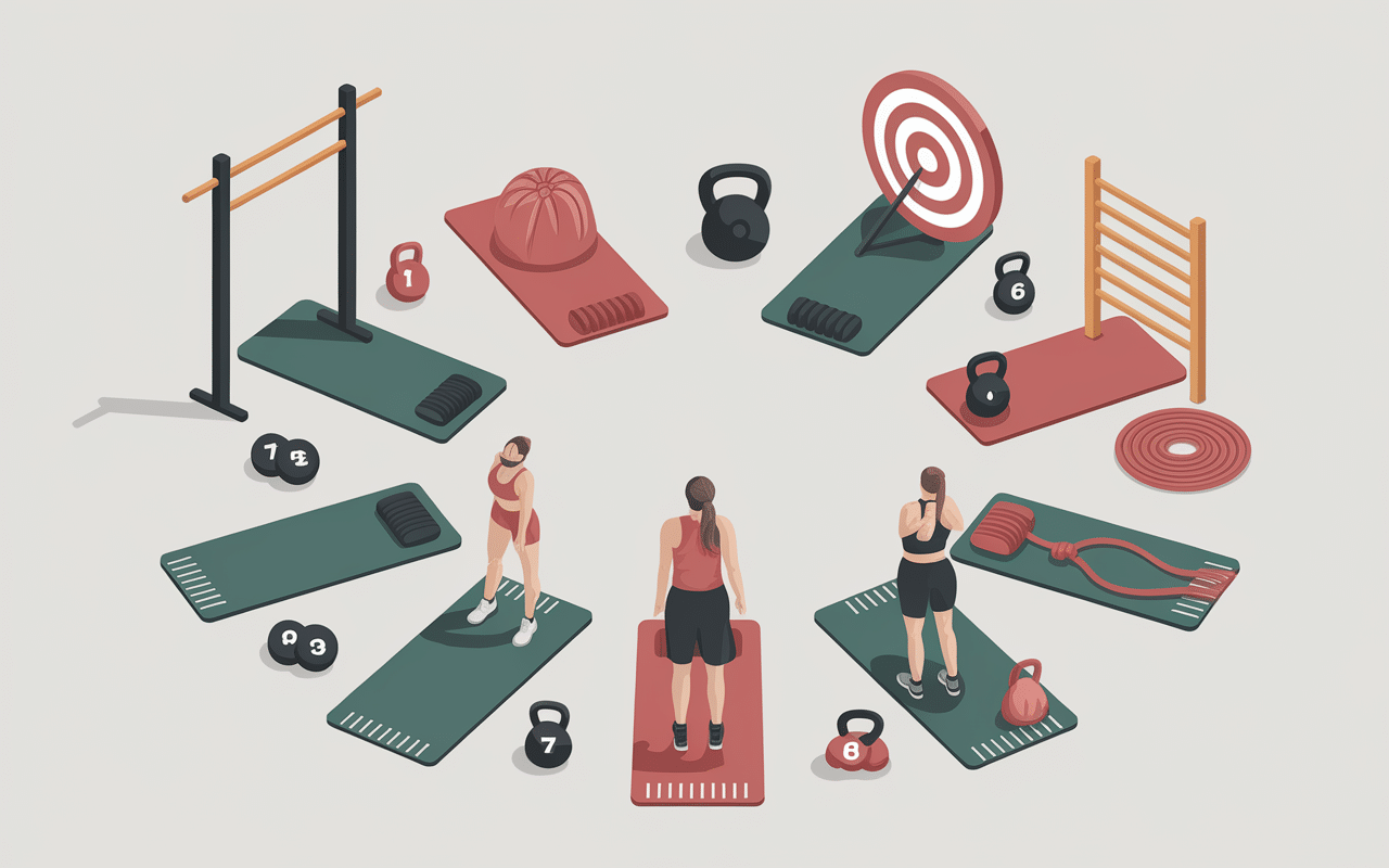 Stations d'exercices Hyrox Marseille en cercle