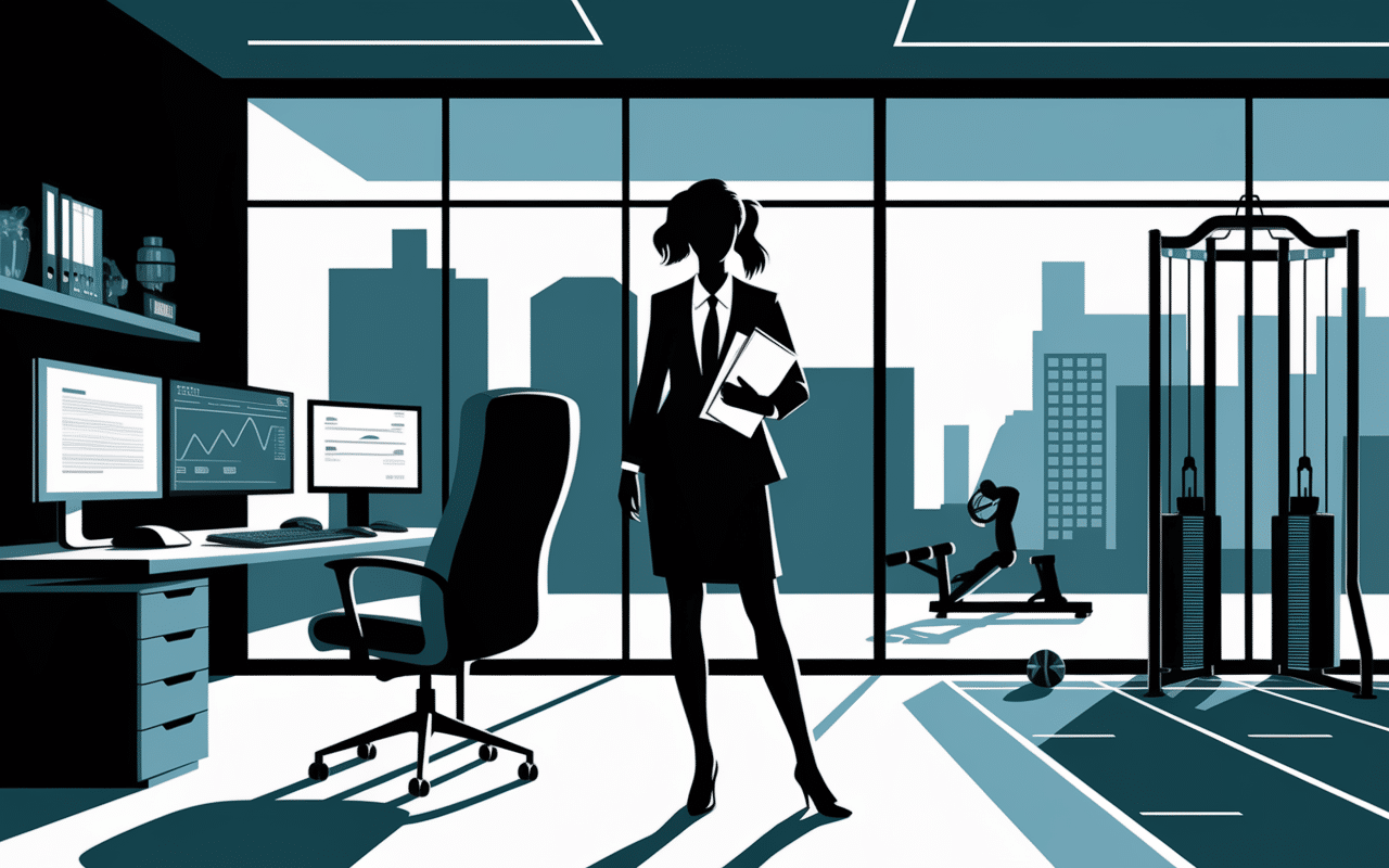 Simone Johnson derrière un bureau moderne avec centre de formation en arrière-plan