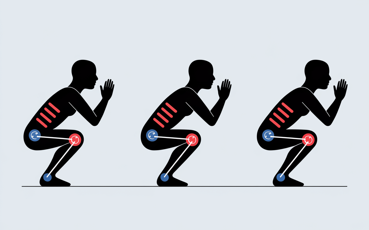 Diagramme phases squat, comment bien faire des squats