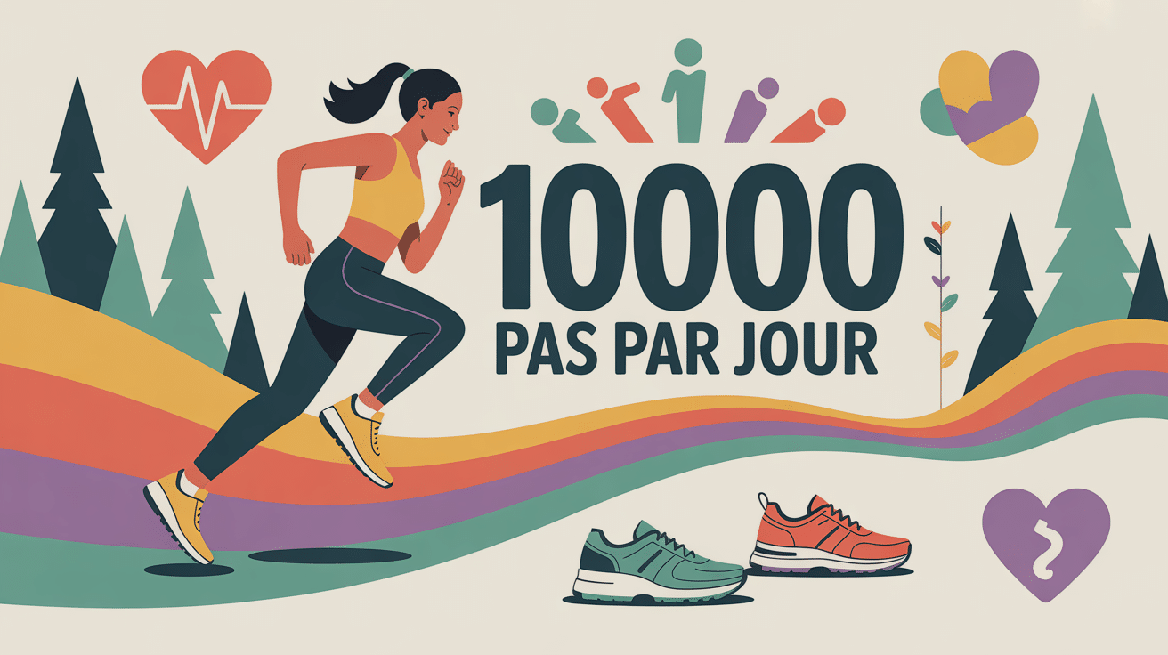 illustration comment faire 10000 pas par jour santé bien-être
