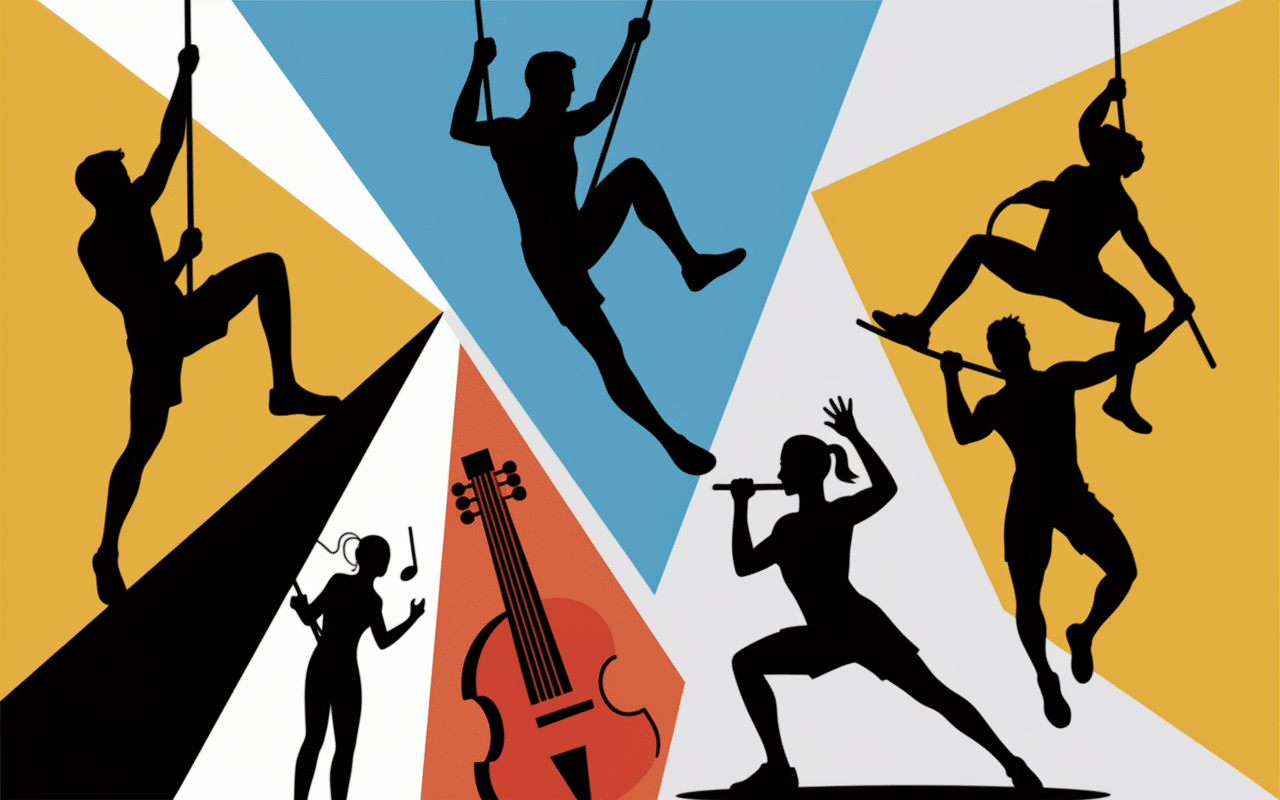 Sportifs utilisant extenseur musculation grimpeur musicien reeducation