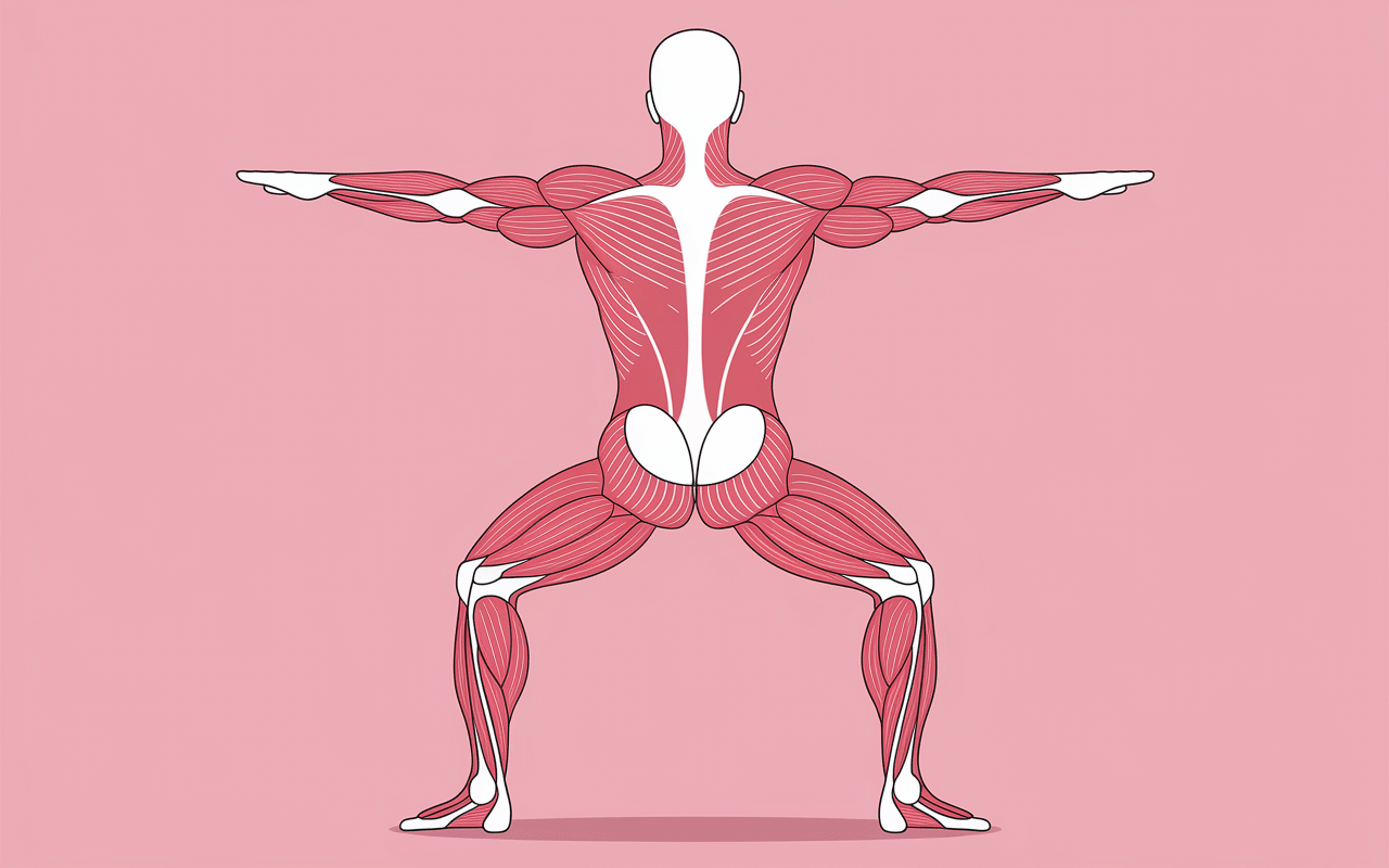 Fente arriere avec halteres illustration anatomique muscles jambes fessiers