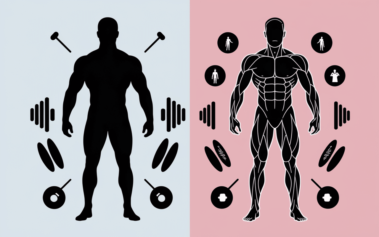 Comparatif physique masse et définition prise de masse sèche