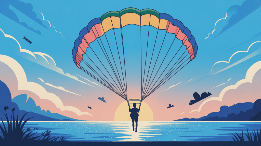 illustration parachute ascensionnel mer ciel