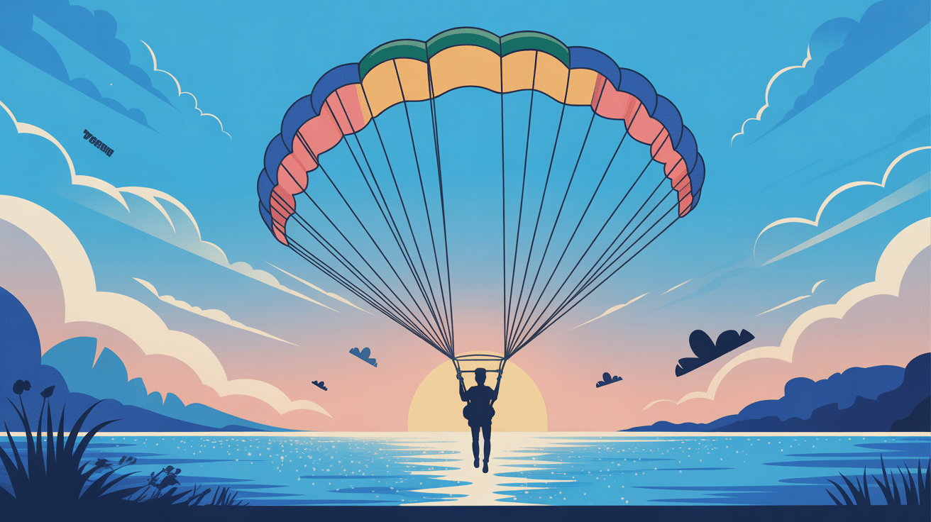 illustration parachute ascensionnel mer ciel