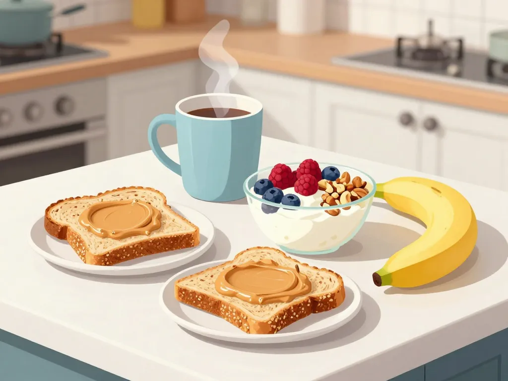 options rapides de petit déjeuner healthy sur comptoir moderne