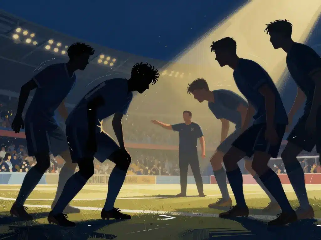 prolongation foot joueurs épuisés et coach stratégie durant prolongation