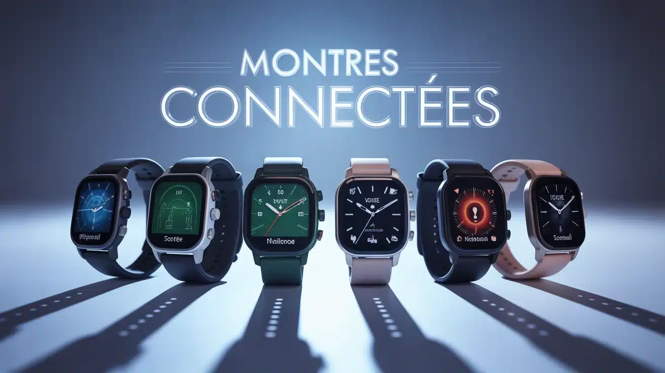 Comparatif montre connectée, plusieurs modèles affichant différentes fonctions