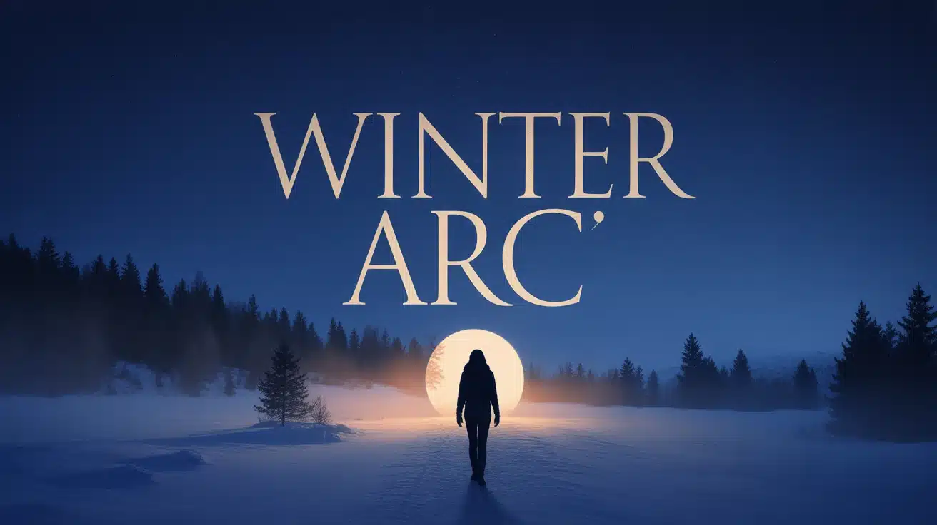 winter arc silhouette humaine sur chemin enneigé