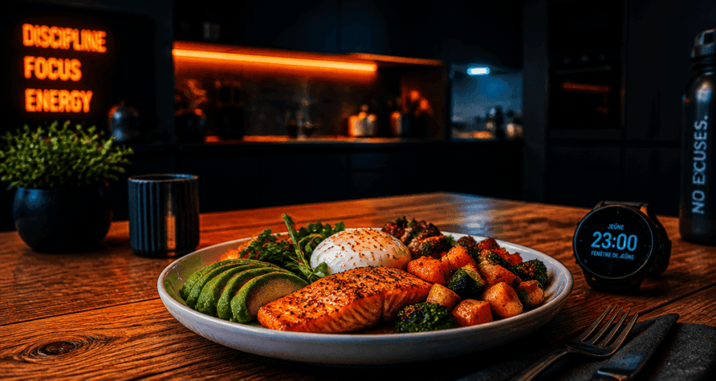 1 repas par jour combien de kilos perdus assiette saumon légumes