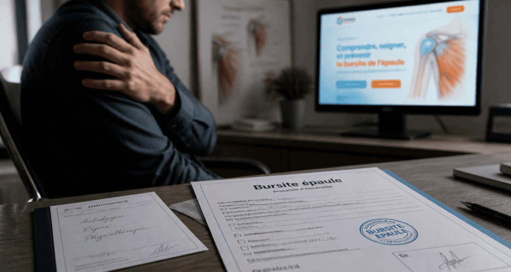 bursite épaule arrêt de travail, homme cabinet médical