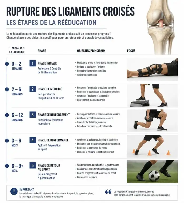 Calendrier de récupération après rupture des ligaments croisés du genou