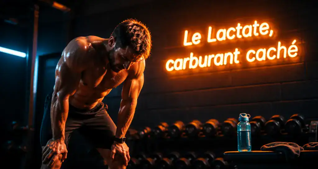acide lactique et sport, athlète haletant en salle de gym