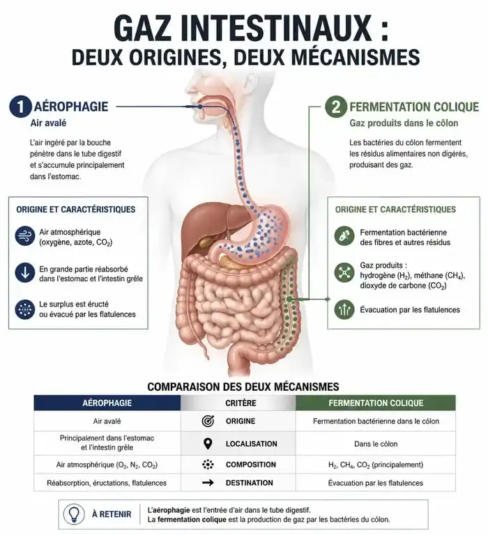 Schéma explicatif du mécanisme des flatulences et de la digestion pour aider à les éviter