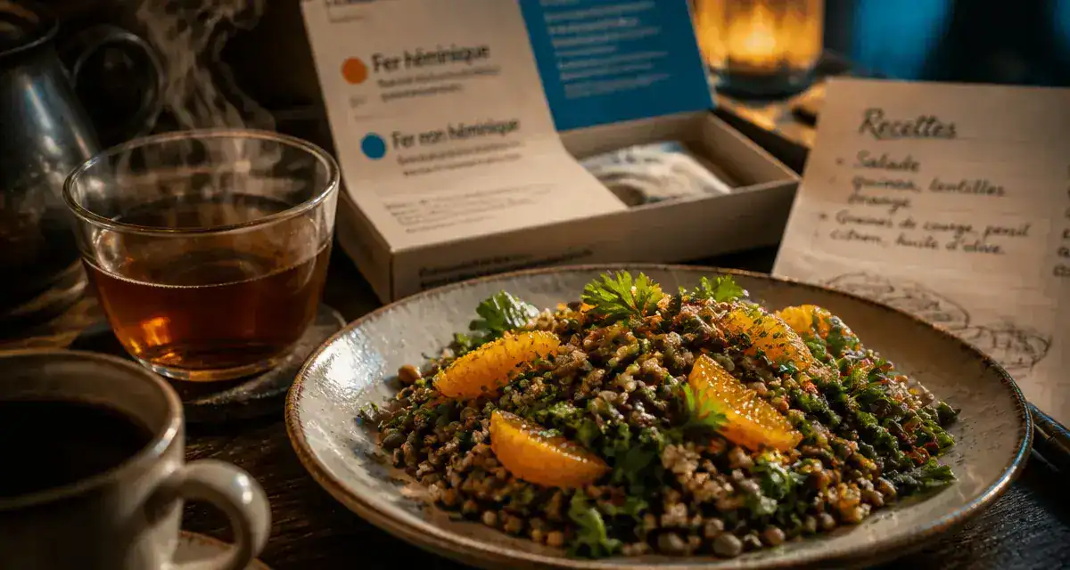 Liste d aliments riche en fer : salade quinoa lentilles et graines de courge