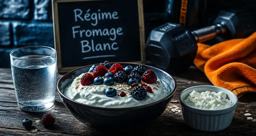 regime au fromage blanc bol et haltères