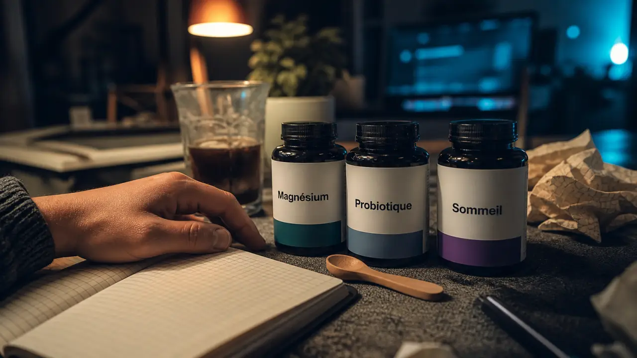 Complément alimentaire et santé mentale : flacons magnésium, probiotiques et sommeil
