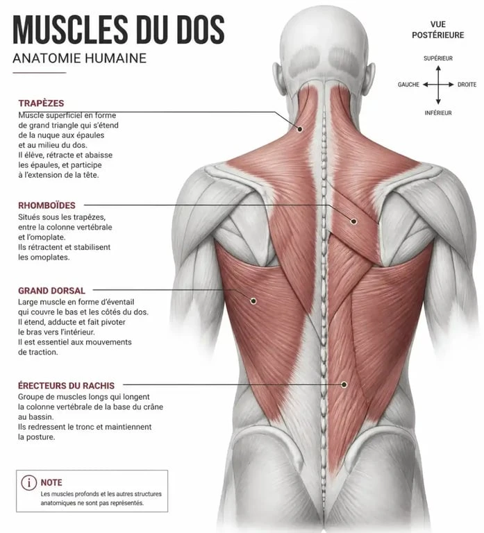 Anatomie des muscles du dos pour la musculation