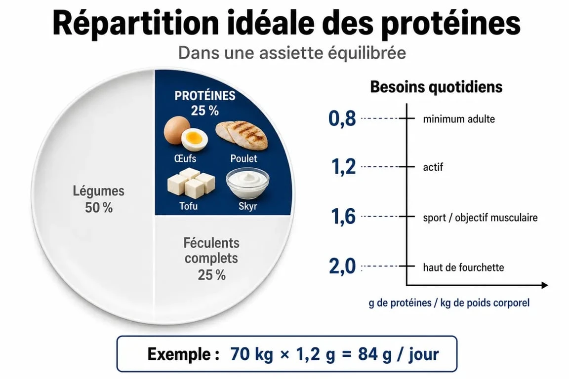 Infographie sur les besoins en protéines par jour pour une femme pour maigrir