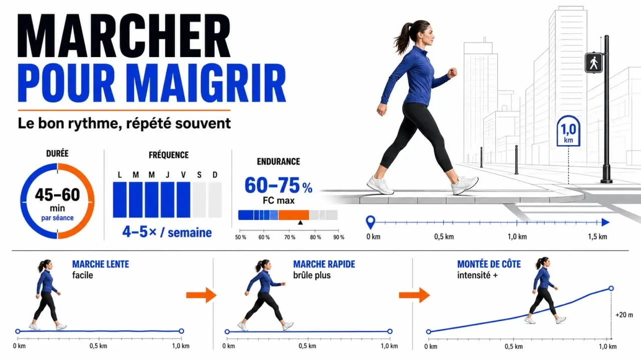 Marcher pour maigrir : repères de durée, fréquence et intensité pour perdre du poids