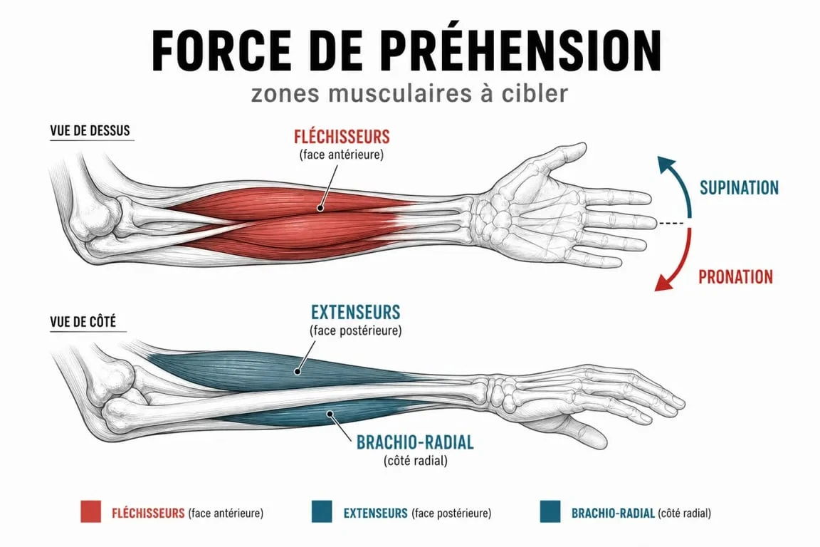 Avant bras muscler : schéma des muscles de l’avant-bras et des mouvements de pronation et supination