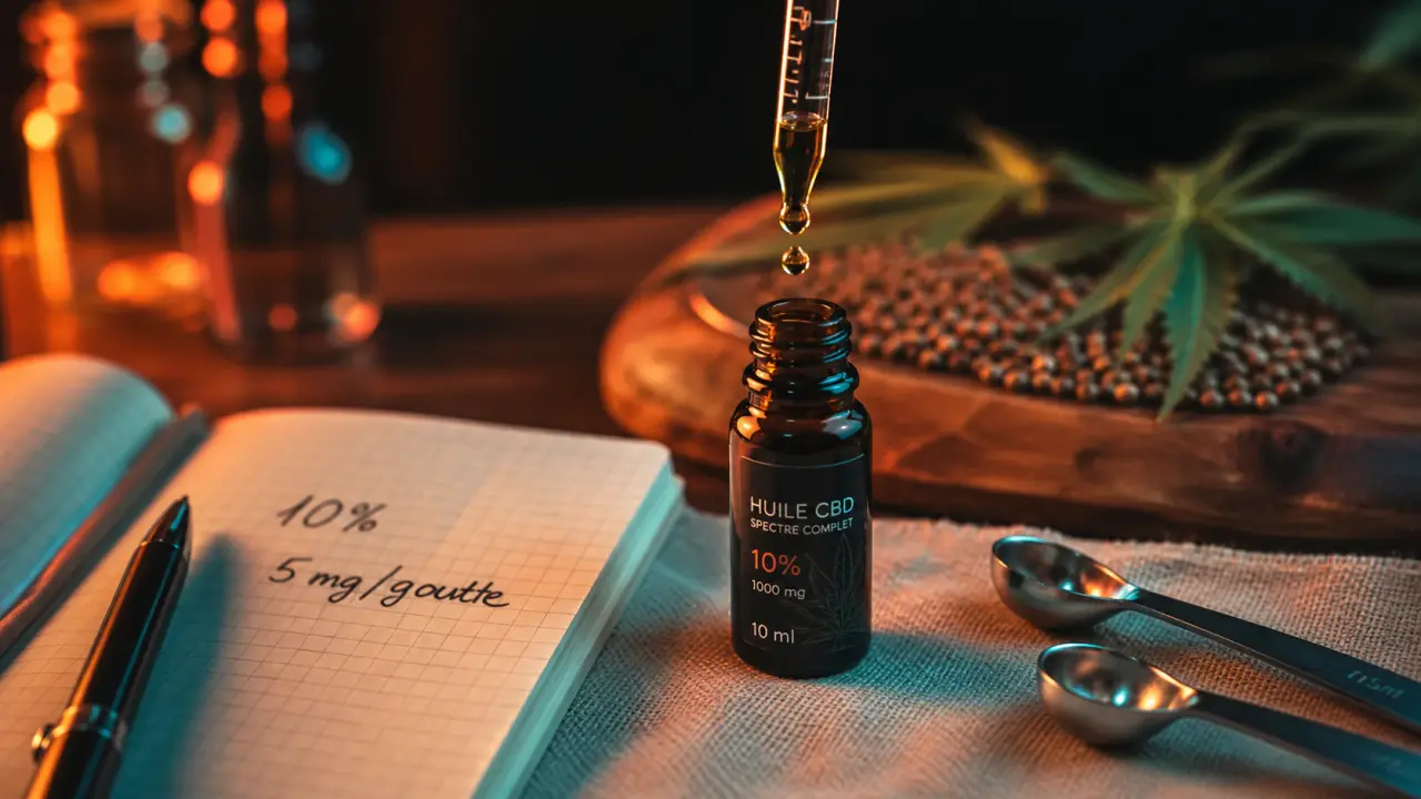 Huile de cbd 10 effet : 5 mg par goutte, gouttes CBD sur flacon ambré
