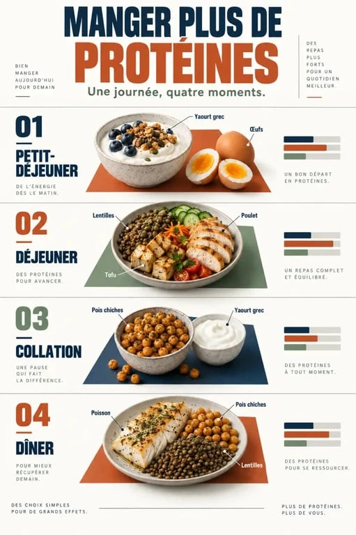 Comment manger plus de protéines avec une répartition des sources protéiques sur la journée