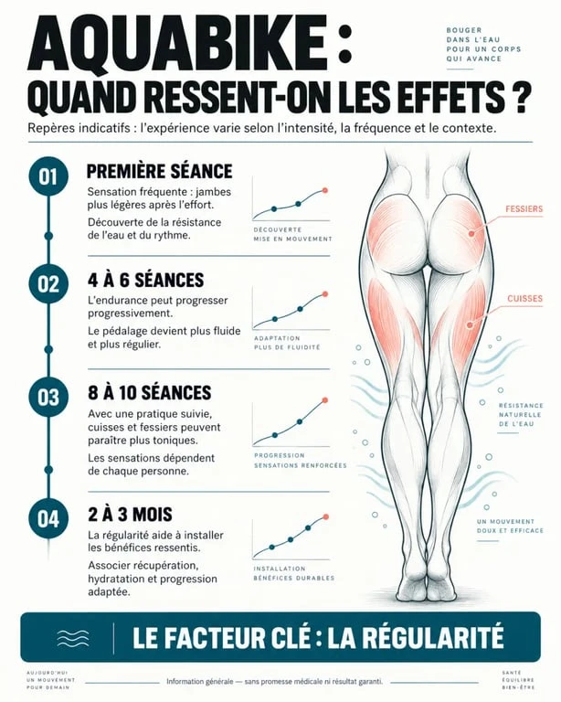 Aquabike effet au bout de combien de temps : frise des résultats selon le nombre de séances