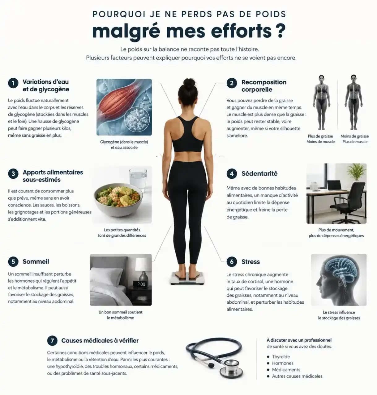 Infographie expliquant pourquoi je ne perds pas de poids malgré mes efforts