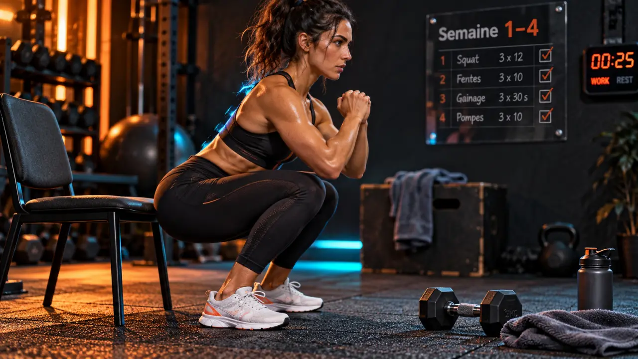 Programme squat femme 4 semaines : femme fait un goblet squat